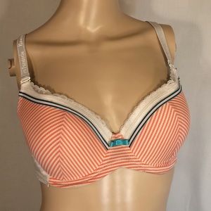 Fandecie Nautical Themed Red & White Bra, Size 36C